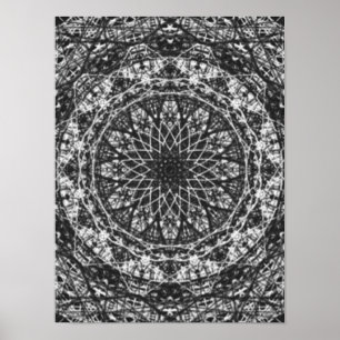 Pôster teste padrão branco preto do caleidoscópio