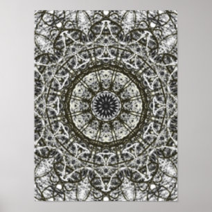 Poster teste padrão branco preto do caleidoscópio