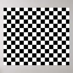 Poster Teste padrão checkered preto e branco