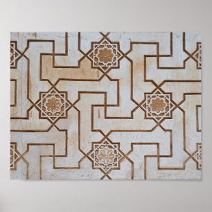 Poster Teste padrão de flor geométrico de Brown e de