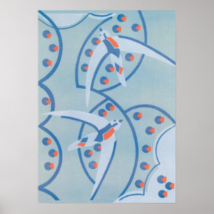 Pôster Teste padrão do animal dos pássaros de Pochoir d