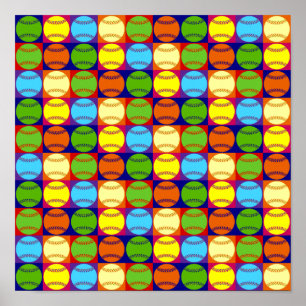 Pôster Teste padrão dos basebol do pop art