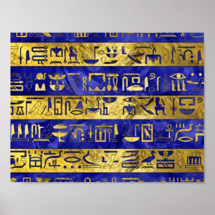 Pôster Teste padrão egípcio dourado dos hieroglyphs