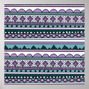 Pôster Teste padrão étnico roxo