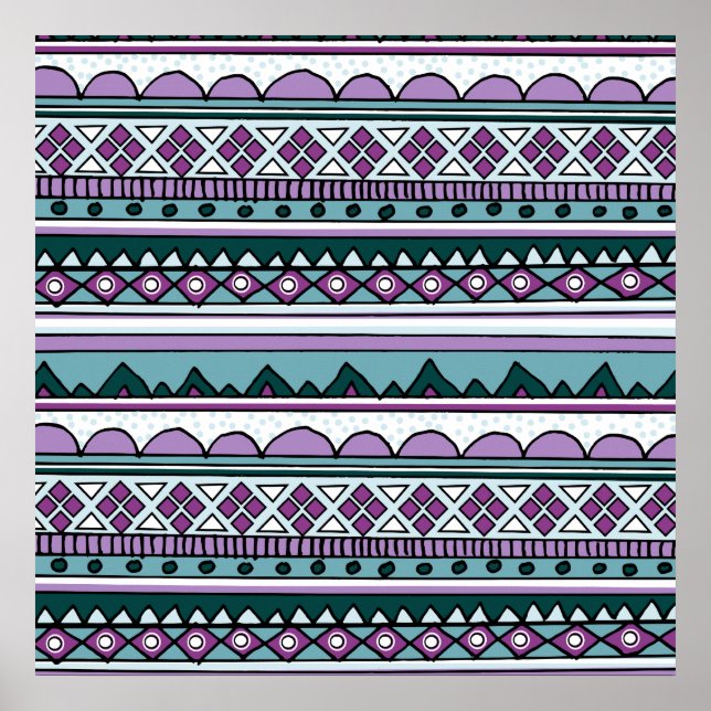Pôster Teste padrão étnico roxo (Frente)