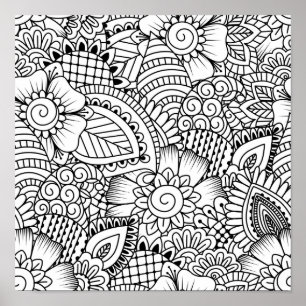 Poster Teste padrão floral 2 do Doodle