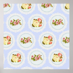 Pôster Teste padrão floral do Victorian do laço