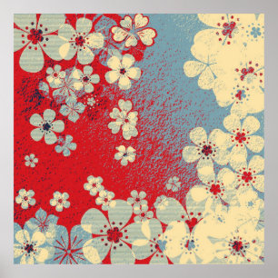 Poster Teste padrão floral do vintage da arte e design