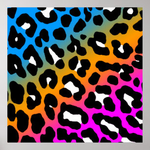 Pôster Teste padrão retro do leopardo do tigre 80s de