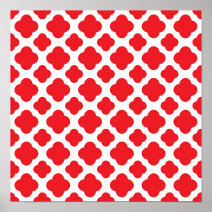 Pôster Teste padrão vermelho de Quatrefoil