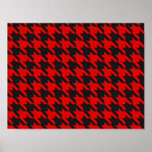 Pôster Teste padrão vermelho e preto de Houndstooth