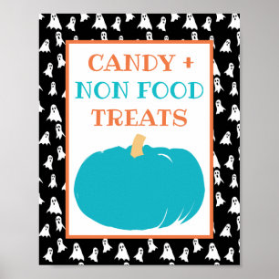 Poster Testes Não Comidas Pumpkin Teal Alergia Halloween