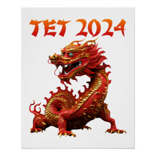 Pôster Tet 2024 Year of the Dragon Vietnamese New Year