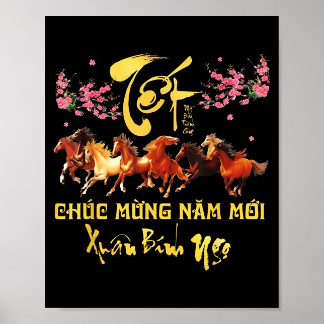 Poster Tet 2026 Chuc Mung Nam Moi Horse Vietnamese Lunar  (Frente)