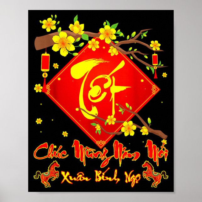 Poster Tet 2026 Chuc Mung Nam Moi Xuan Binh Ngo Vietnames (Frente)
