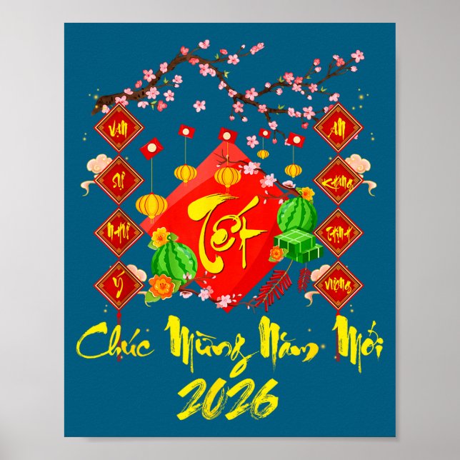 Poster Tet 2026 Year Of The Horse Vietnamese Lunar New Ye (Frente)