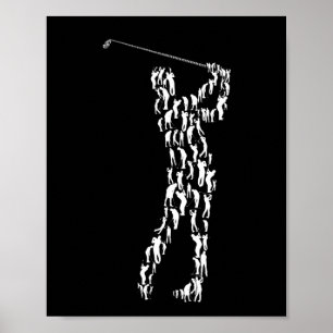 Poster teta de golfe de golfe balançando ferro