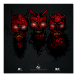 Pôster Tete de mort hipster crane 3 diables réunis