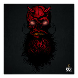 Pôster Tête de mort hipster crane de diable skulls