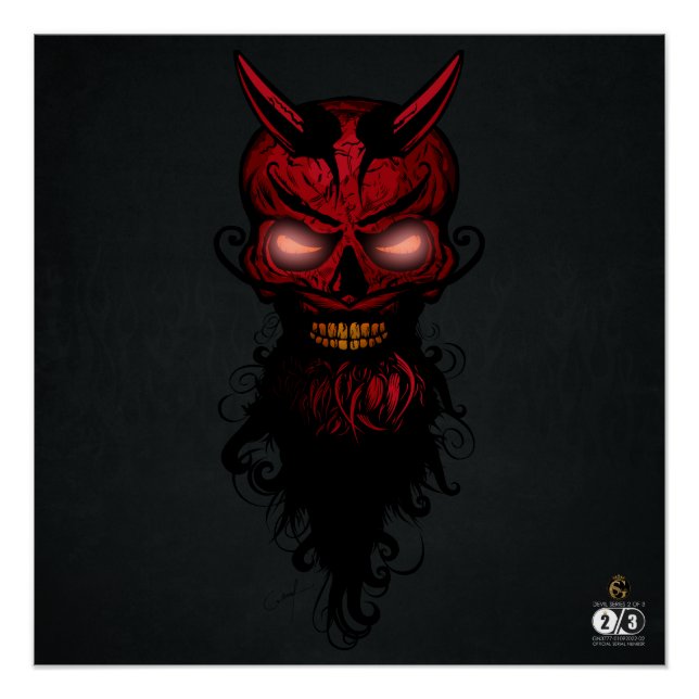 Pôster Tete de mort hipster crane de diable skulls 2 (Frente)