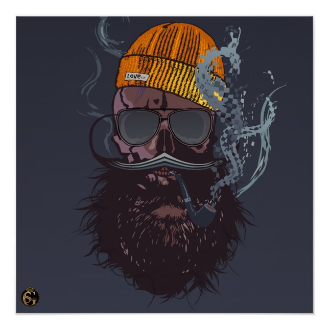 Pôster Tête de mort punk hipster G-skulls crâne love cool (Frente)