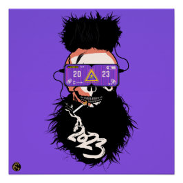 Pôster Tête de mort punk hipster G-skulls crâne metaverse