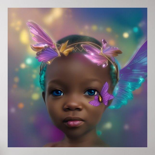 Poster Teto de borboleta roxa-de-bruxa-branca-gira-étnica (Frente)