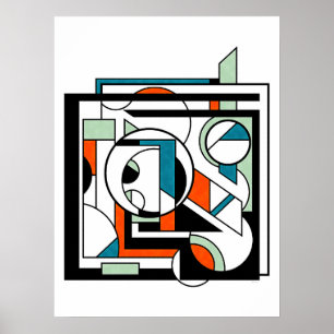 Poster Teto Laranja Abstrato Moderno Geométrico Industria
