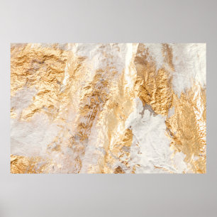 Poster Tex De Fundo Branca E Dourado Moderno Pincel Pinta