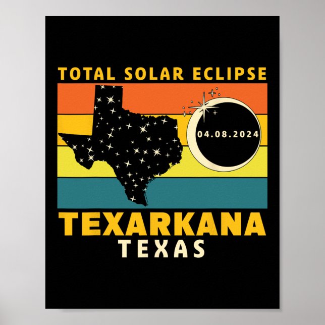 Poster Texarkana Texas Total Solar Eclipse 2024 (Frente)