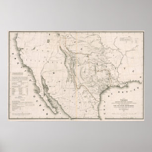 Pôster Texas Califórnia e Oregon, 1846
