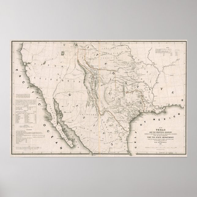 Pôster Texas California e Oregon, 1846 (Frente)