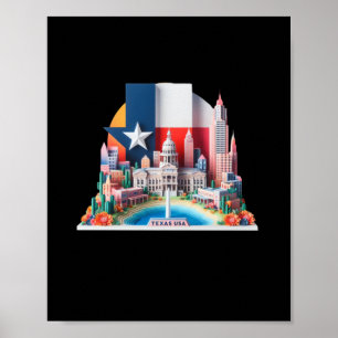 Poster Texas City In Usa Sticker
