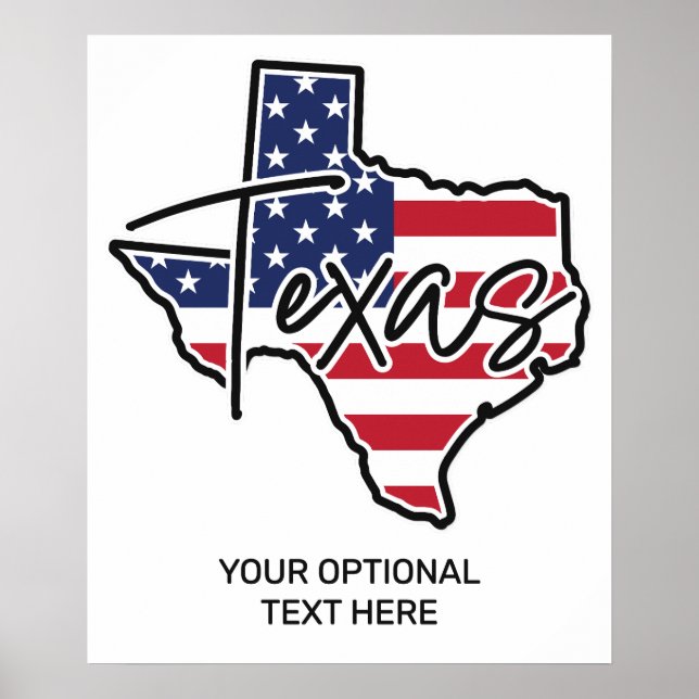 Poster Texas de texto personalizado (Frente)