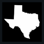 Poster Texas em branco e preto<br><div class="desc">Forma do estado do Texas a preto e branco.</div>