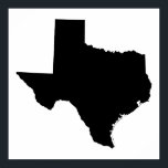 Pôster Texas em preto e branco<br><div class="desc">Forma do estado do Texas a preto e branco.</div>