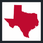 Pôster Texas em Vermelho<br><div class="desc">A forma do estado do Texas em vermelho.</div>