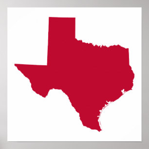 Pôster Texas em Vermelho