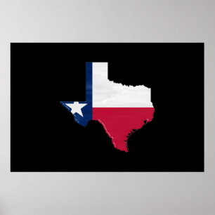 Poster Texas flag and map