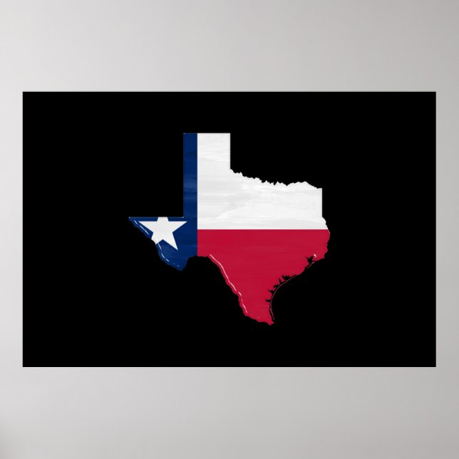 Poster Texas flag and map (Frente)