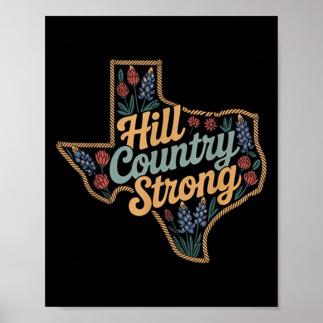 Poster Texas Hill Country 2025 Texas Strong Retro Motivat (Frente)