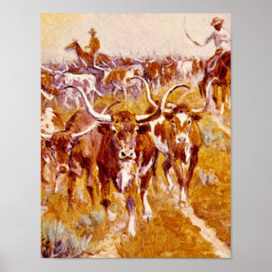 Poster 'Texas Longhorns',Olaf C.Seltzer_Excelente Work of