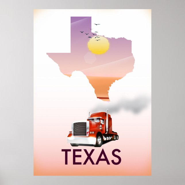 Poster Texas Map Big Rig (Frente)