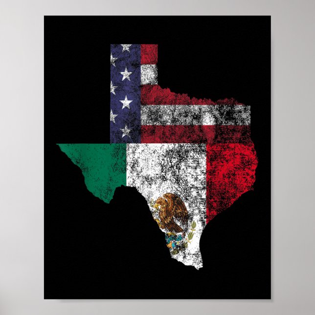 Poster Texas Mexico American Flag Cinco De Mayo Mexicano  (Frente)