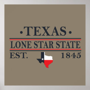 Poster texas o contorno do estado de estrela solitária