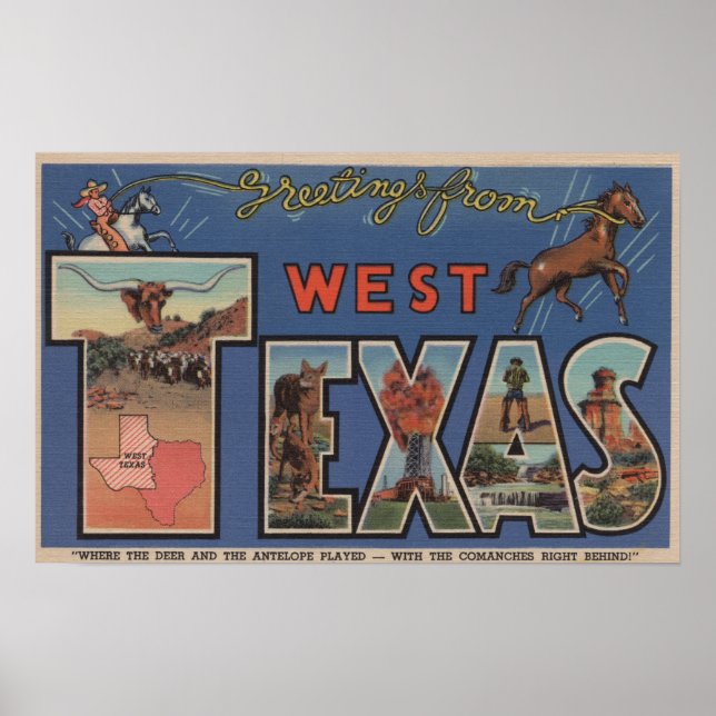 Poster Texas (Ocidental)Large Letter Scenes (Frente)