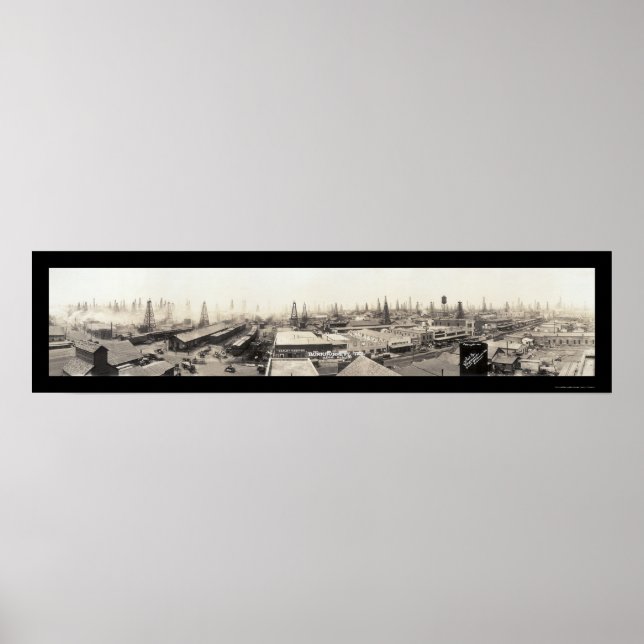 Pôster Texas Oil Field & Town Photo 1919 (Frente)