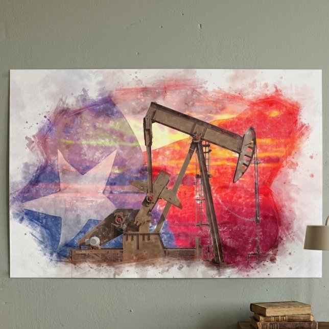 Poster Texas Oil Pumpjack: Arte do Patrimônio do Estado d (Texas Oil Pumpjack: Lone Star State Heritage Art. Poster)