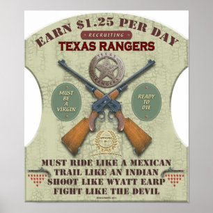 POSTER - TEXAS RANGERS DE RECRUTAMENTO 1887