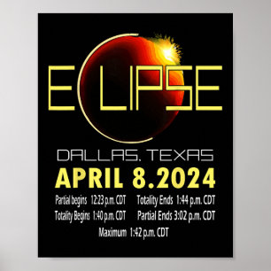 Poster Texas Solar Eclipse 2024 Solar Eclipse Engraçado T